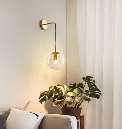 Brass Globe Glass Wall Light - 209GWL - Modefinity