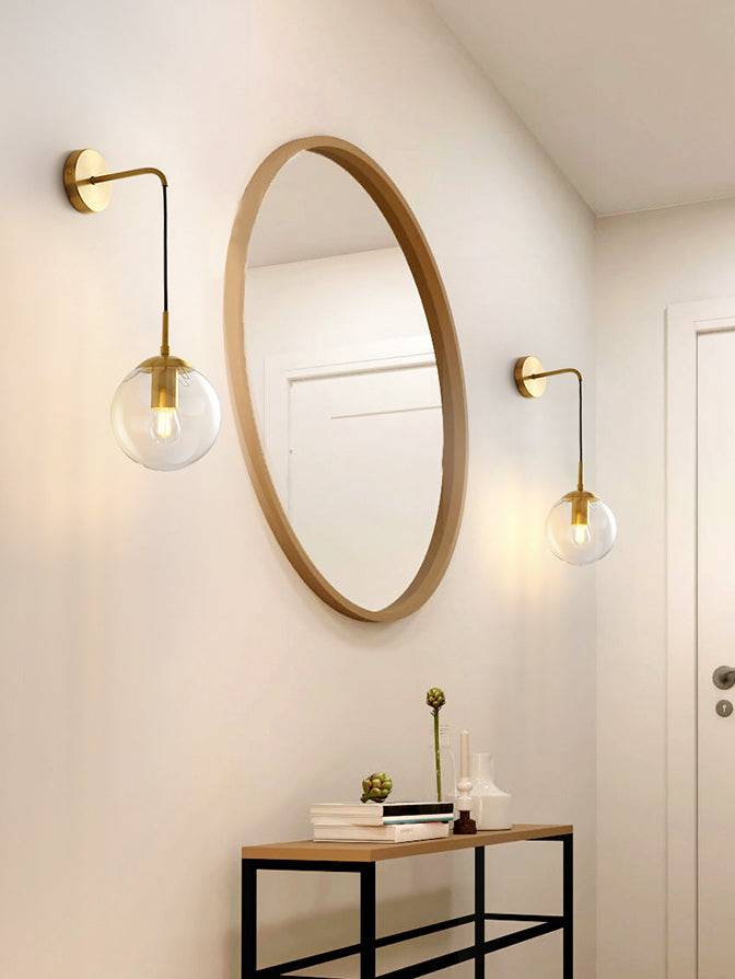 Brass Globe Glass Wall Light - 209GWL - Modefinity