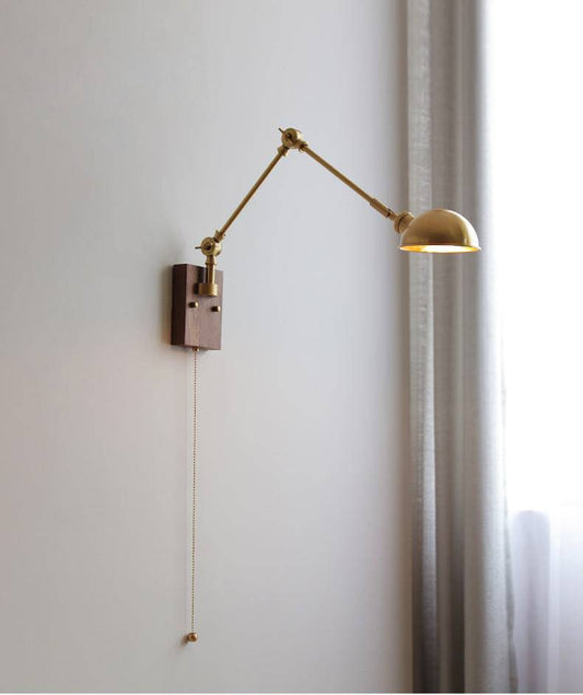 Brass Wall Light With Wood Plate - 106WL - Modefinity