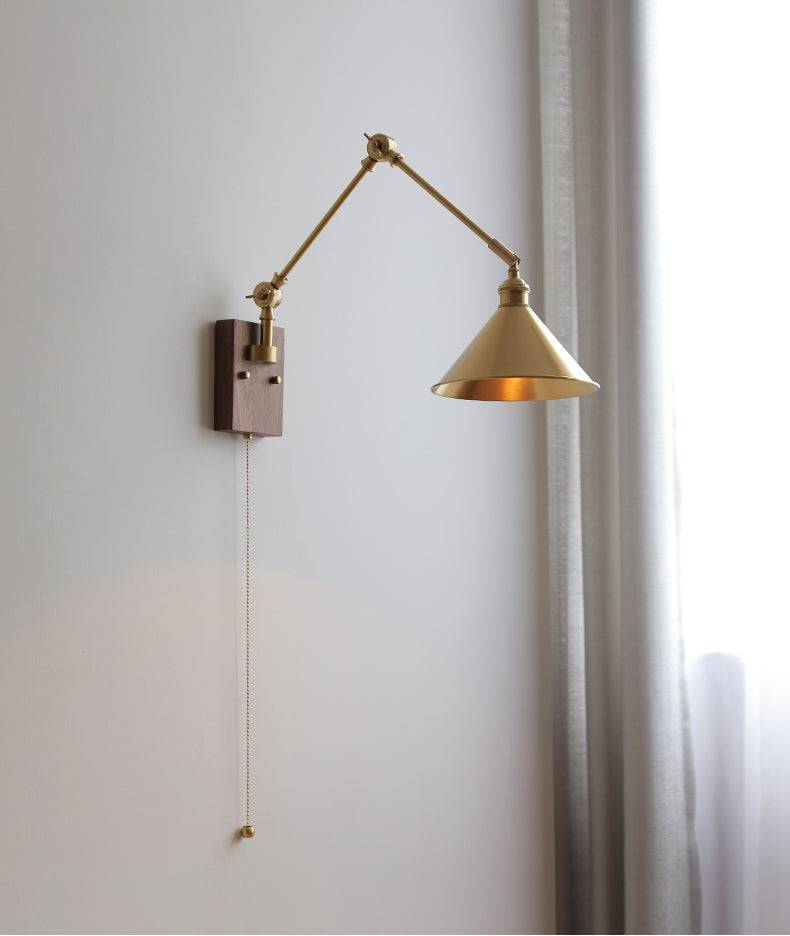 Brass Wall Light With Wood Plate - 106WL - Modefinity