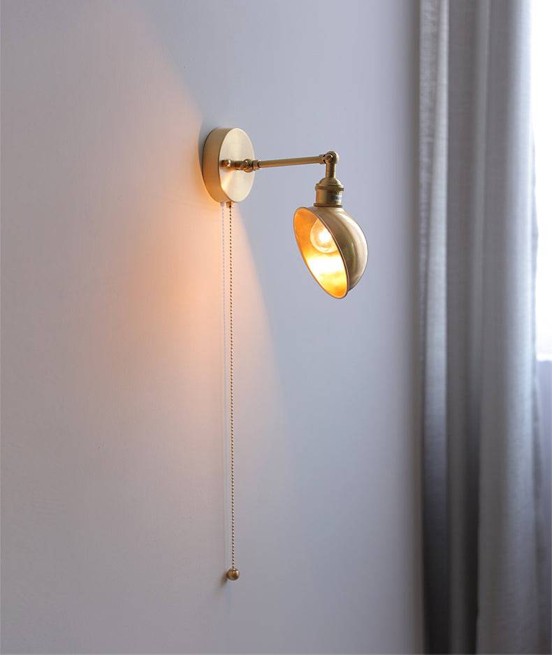 Brass Wall Light With Wood Plate - 106WL - Modefinity