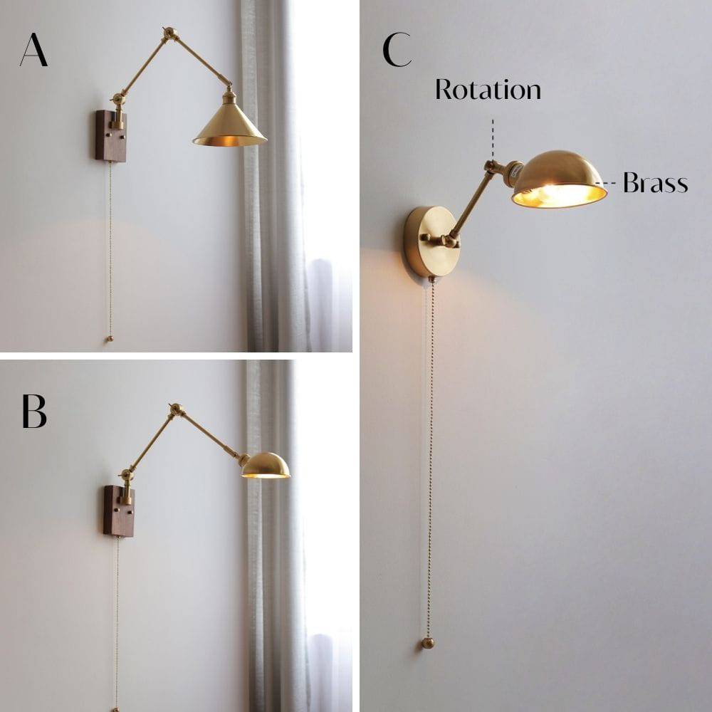 Brass Wall Light With Wood Plate - 106WL - Modefinity