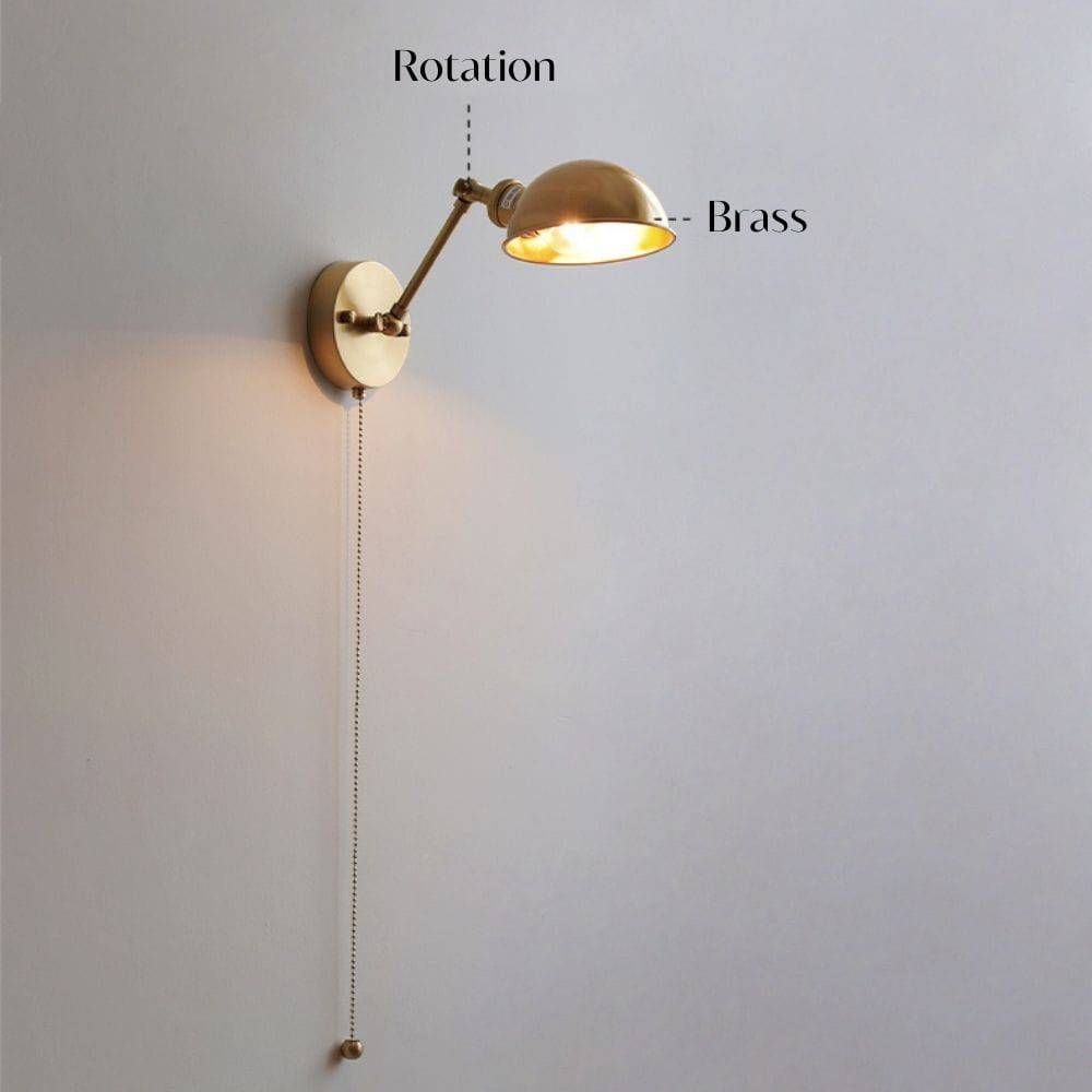 Brass Wall Light With Wood Plate - 106WL - Modefinity