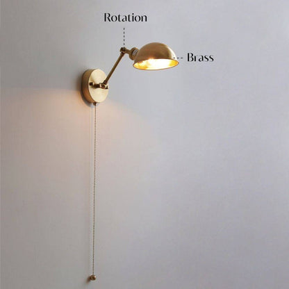 Brass Wall Light With Wood Plate - 106WL