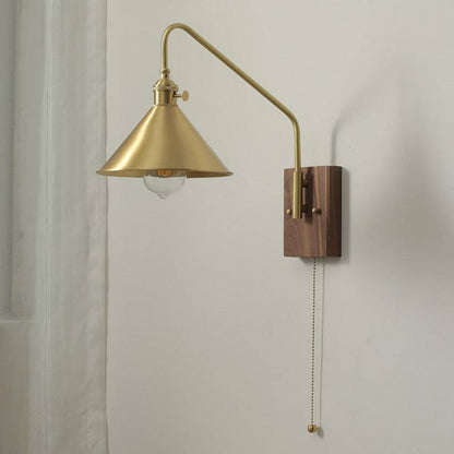 Brass Wall Light With Wood Plate - 107WL - Modefinity