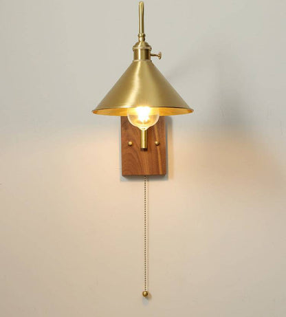 Brass Wall Light With Wood Plate - 107WL - Modefinity