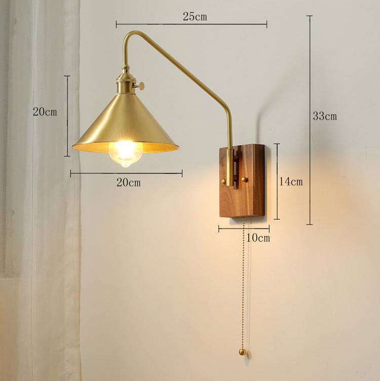 Brass Wall Light With Wood Plate - 107WL - Modefinity