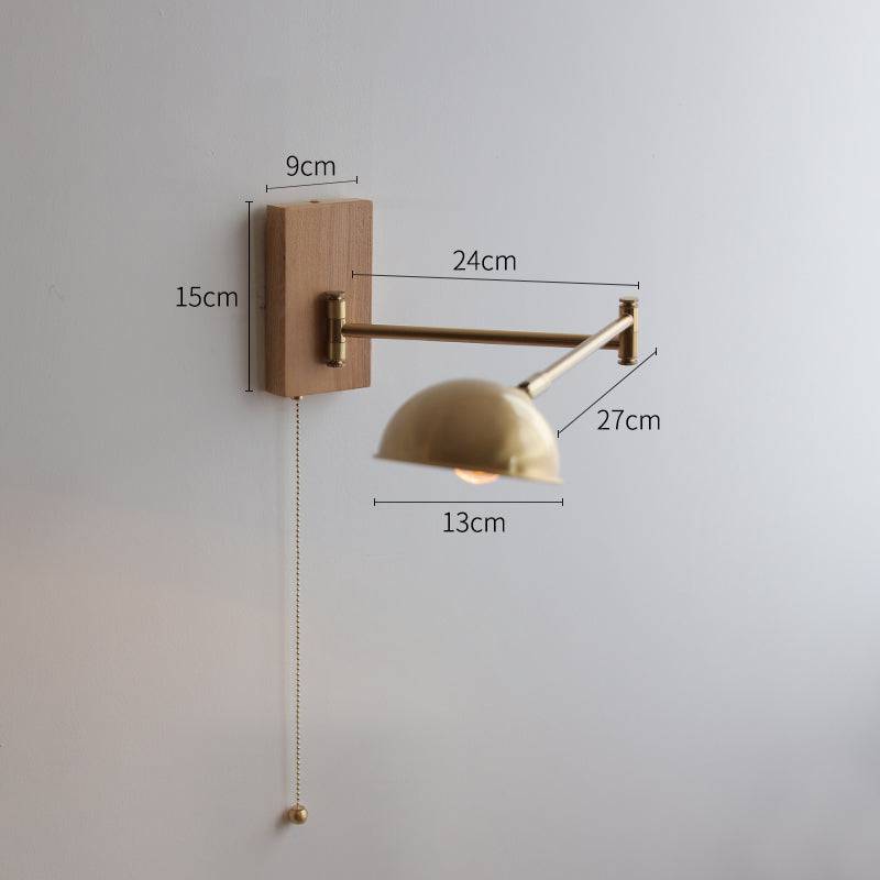 Brass Wall Light With Wood Plate - 118WL - Modefinity