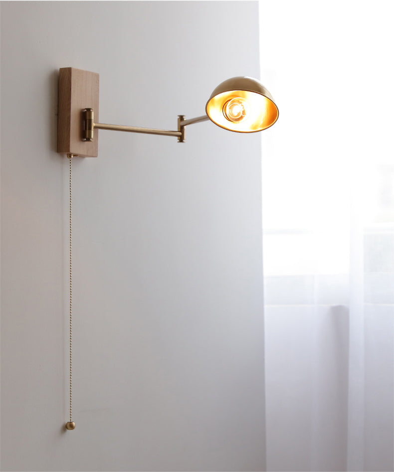 Brass Wall Light With Wood Plate - 118WL - Modefinity