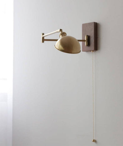 Brass Wall Light With Wood Plate - 118WL - Modefinity