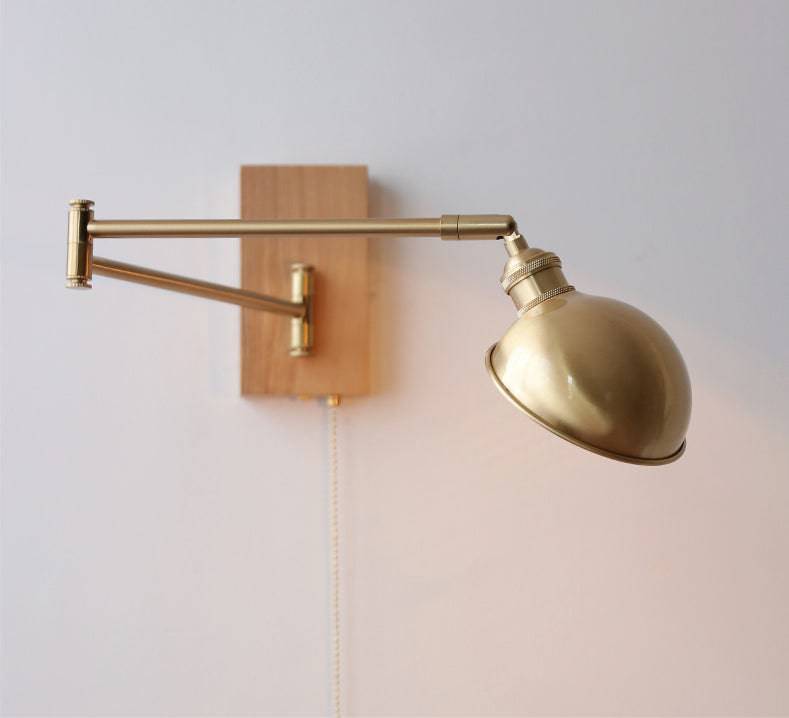 Brass Wall Light With Wood Plate - 118WL - Modefinity