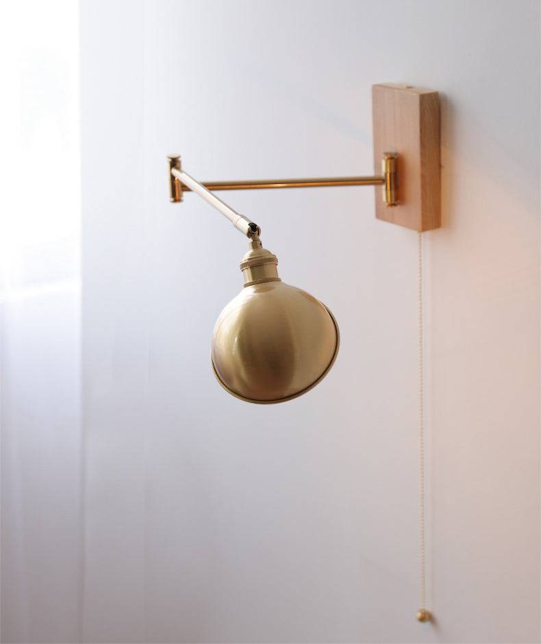 Brass Wall Light With Wood Plate - 118WL - Modefinity