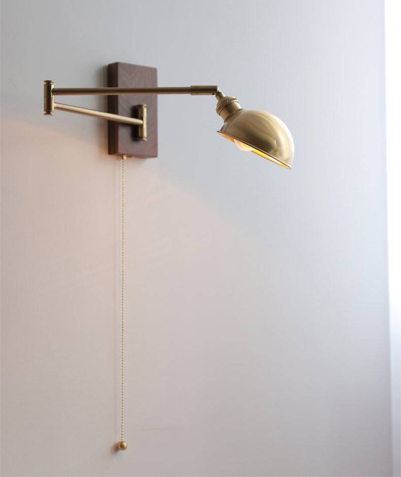 Brass Wall Light With Wood Plate - 118WL - Modefinity