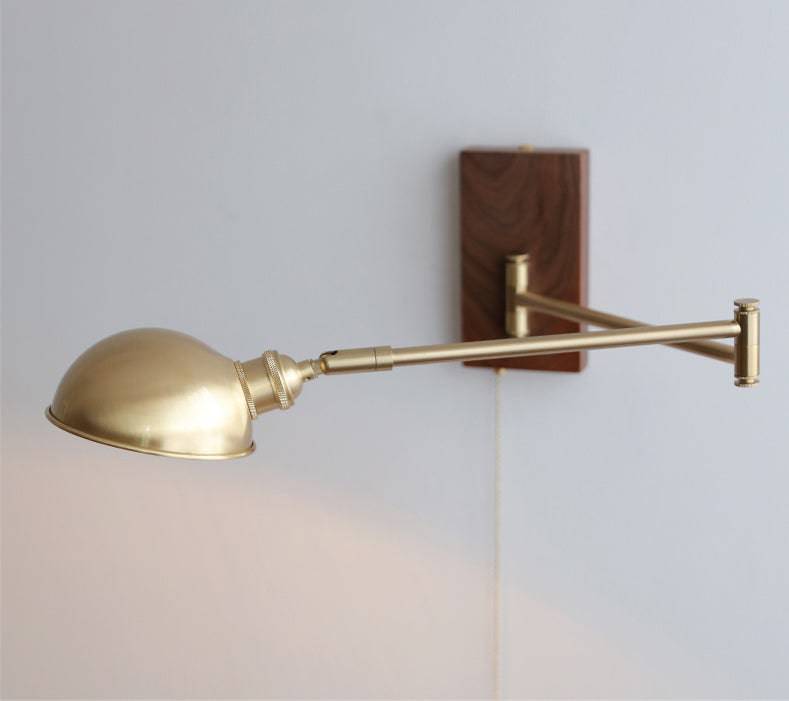 Brass Wall Light With Wood Plate - 118WL - Modefinity