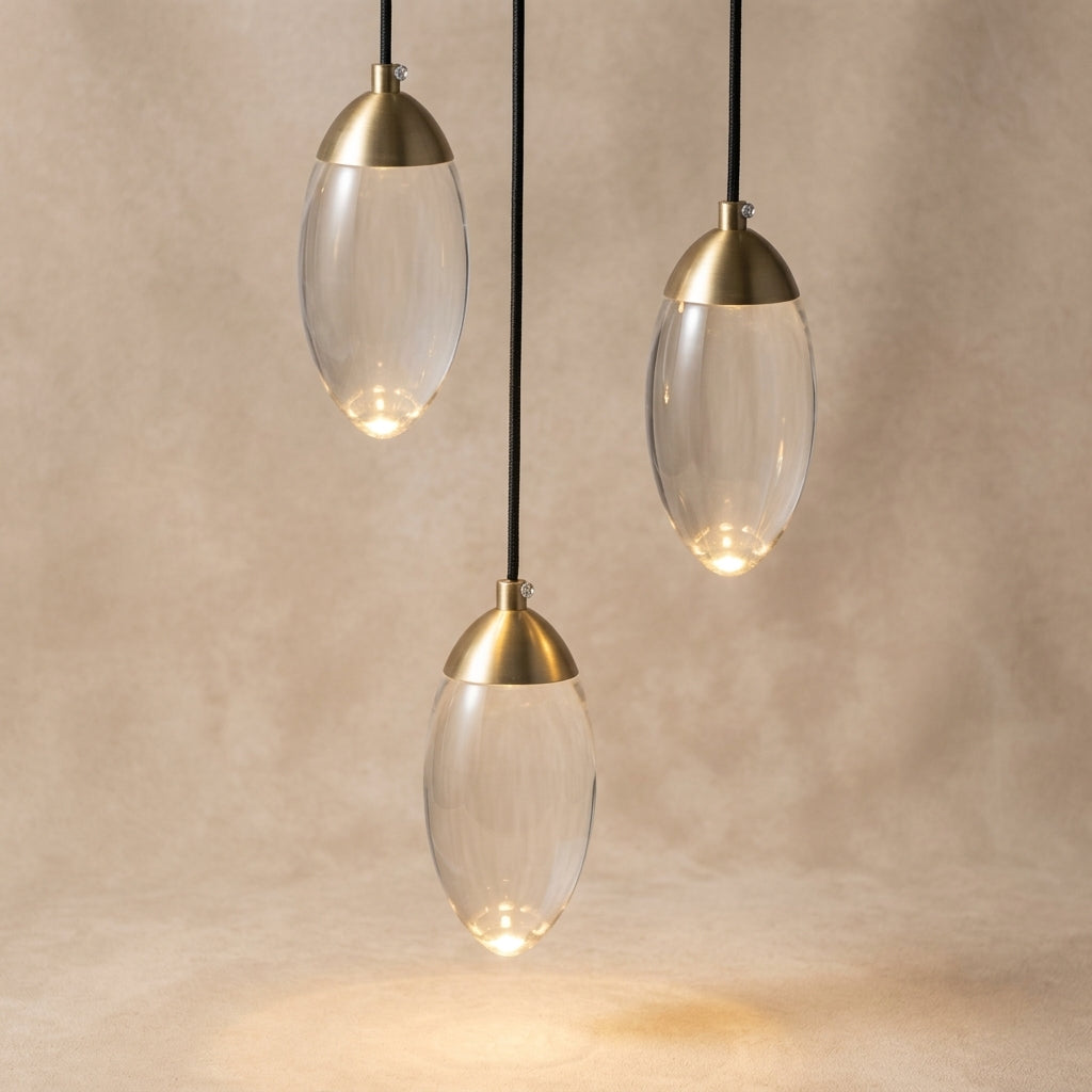 Egg-shape Brass Crystal Pendant Light - 102CL