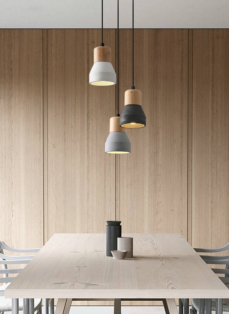 Cement Pendant Light With Wood Lampholder - 101CM - Modefinity