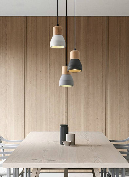 Cement Pendant Light With Wood Lampholder - 101CM - Modefinity