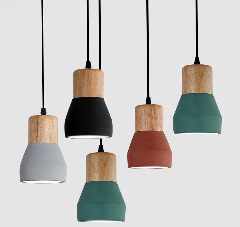 Cement Pendant Light With Wood Lampholder - 101CM - Modefinity