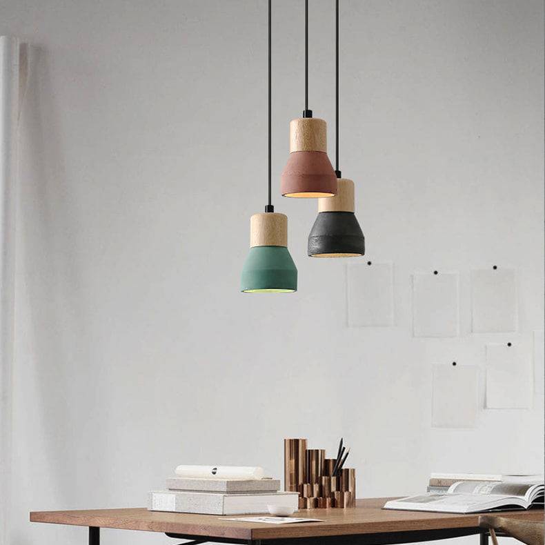 Cement Pendant Light With Wood Lampholder - 101CM - Modefinity