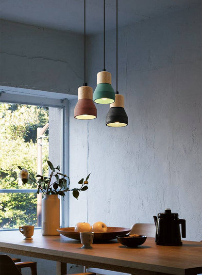 Cement Pendant Light With Wood Lampholder - 101CM - Modefinity