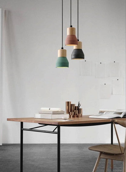 Cement Pendant Light With Wood Lampholder - 101CM - Modefinity