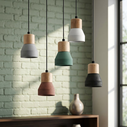 Cement Pendant Light With Wood Lampholder - 101CM - Modefinity