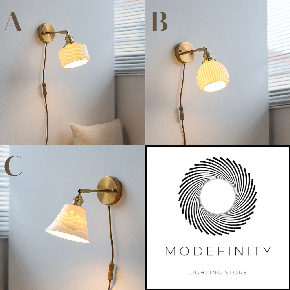 Ceramic Glass Plug In Wall Sconce Light - 227GBWL - Modefinity