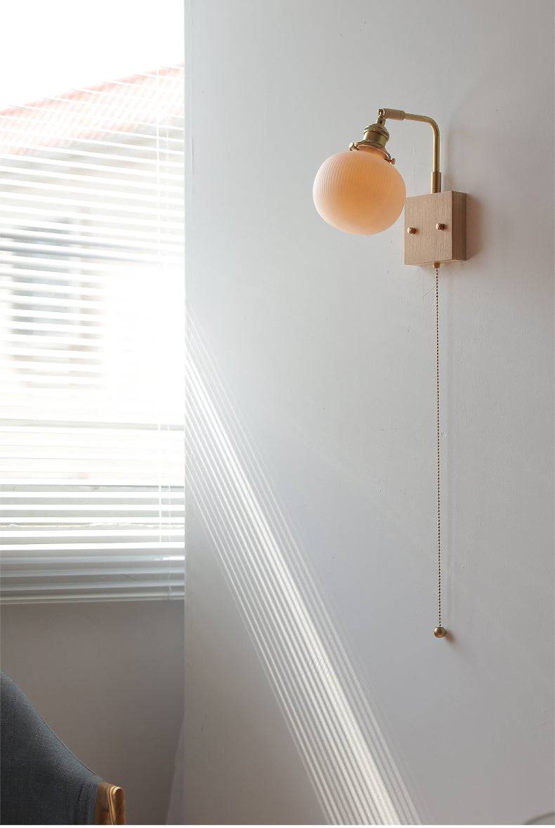 Ceramic Wall Light With Oak Wood Plate - 113WL - Modefinity