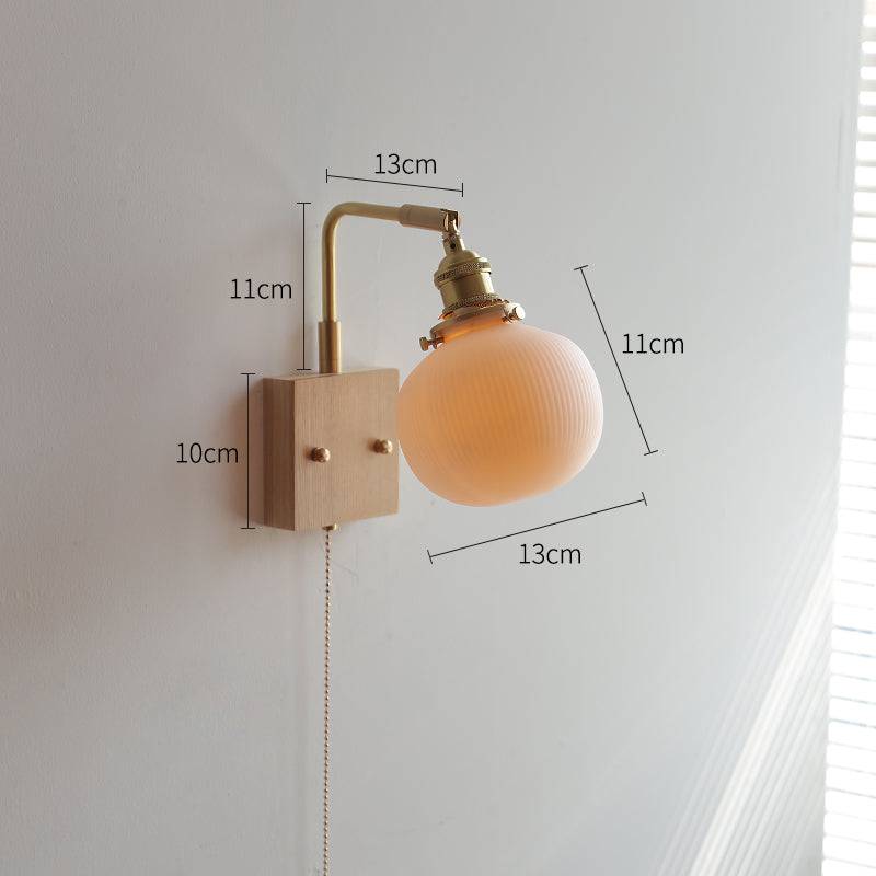 Ceramic Wall Light With Oak Wood Plate - 113WL - Modefinity