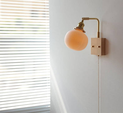 Ceramic Wall Light With Oak Wood Plate - 113WL - Modefinity