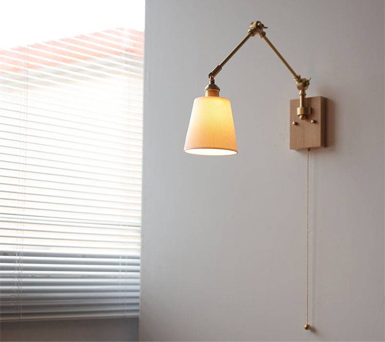 Ceramic Wall Light With Oak Wood Plate - 115WL - Modefinity