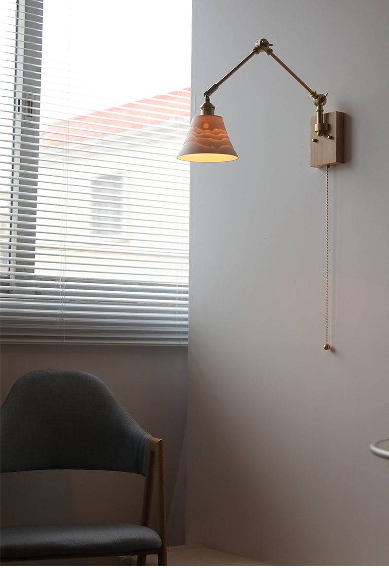 Ceramic Wall Light With Oak Wood Plate - 115WL - Modefinity