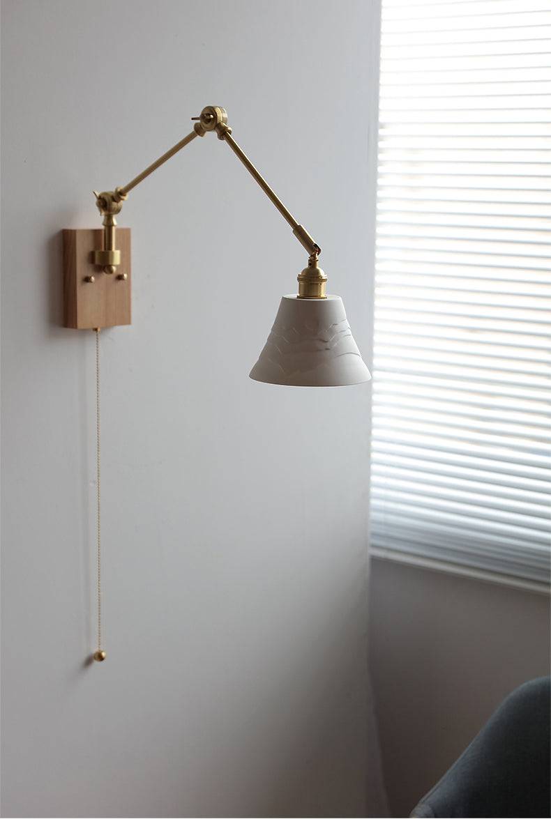 Ceramic Wall Light With Oak Wood Plate - 115WL - Modefinity