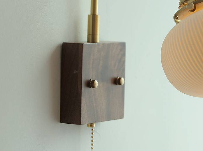 Ceramic Wall Light With Walnut Wood Plate - 124WL - Modefinity