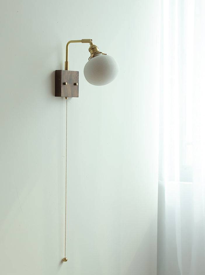 Ceramic Wall Light With Walnut Wood Plate - 124WL - Modefinity