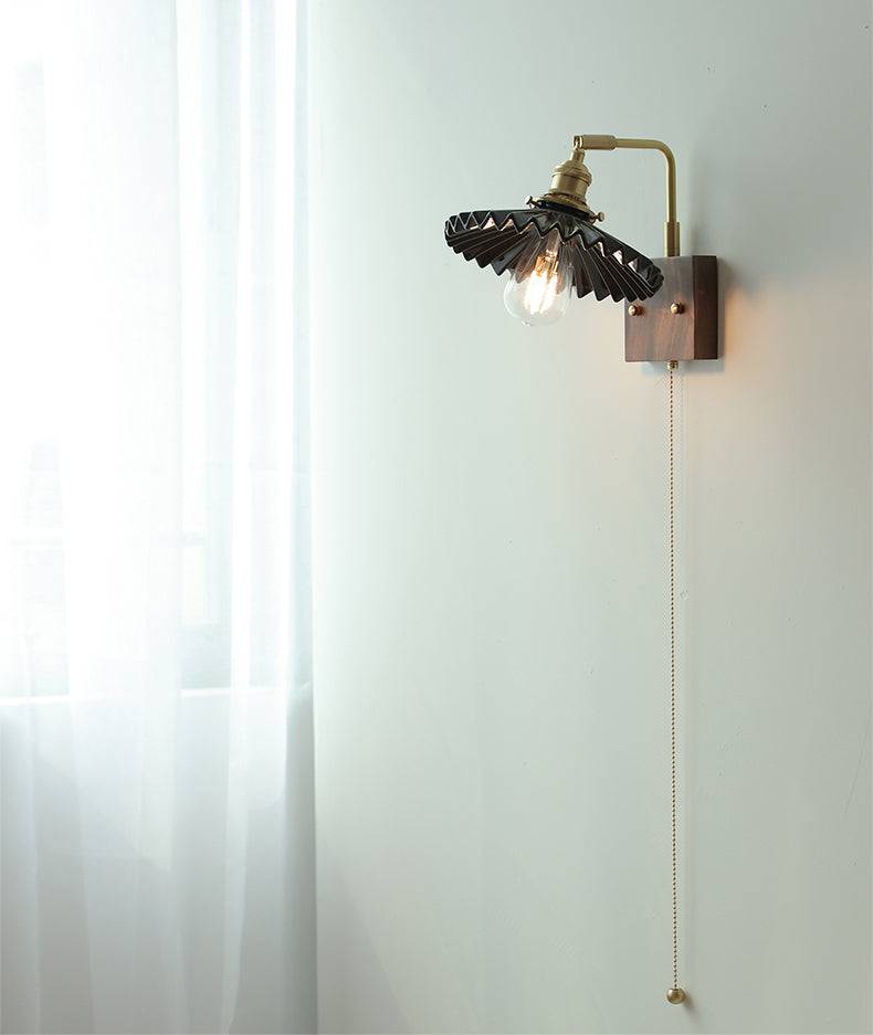 Ceramic Wall Light With Walnut Wood Plate - 126WL - Modefinity