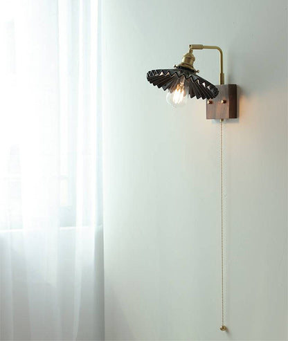 Ceramic Wall Light With Walnut Wood Plate - 126WL - Modefinity