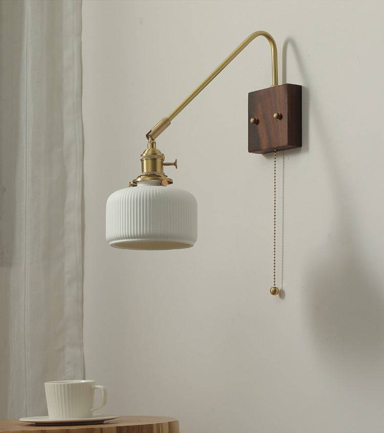 Ceramic Wall Light With Wood Plate - 106WL