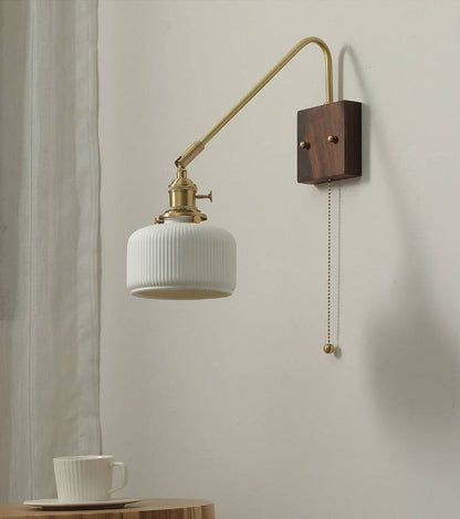 Ceramic Wall Light With Wood Plate - 106WL