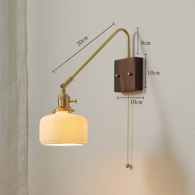 Ceramic Wall Light With Wood Plate - 106WL - Modefinity