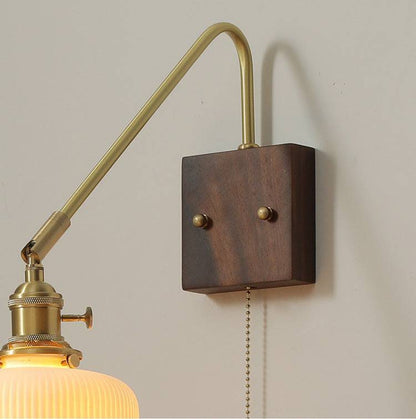 Ceramic Wall Light With Wood Plate - 106WL - Modefinity