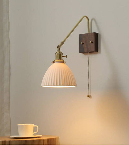 Ceramic Wall Light With Wood Plate - 106WL - Modefinity