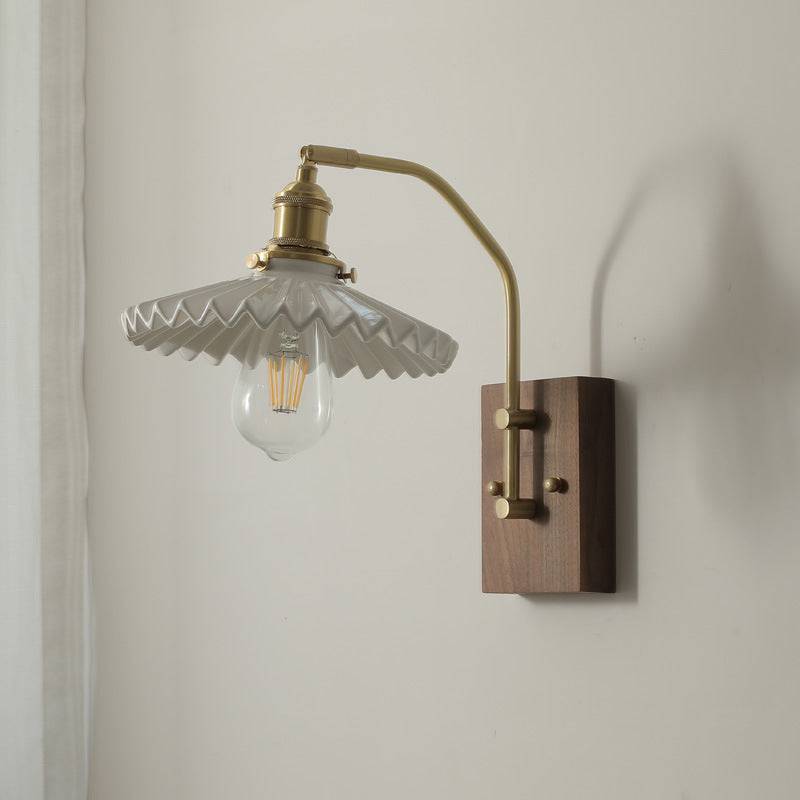 Ceramic Wall Light With Wood Plate - 107WL - Modefinity