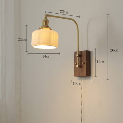 Ceramic Wall Light With Wood Plate - 109WL - Modefinity