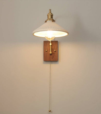 Ceramic Wall Light With Wood Plate - 109WL - Modefinity