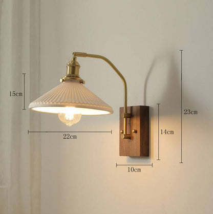 Ceramic Wall Light With Wood Plate - 110WL - Modefinity