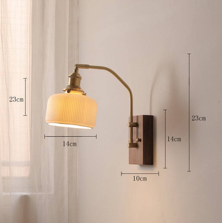 Ceramic Wall Light With Wood Plate - 110WL - Modefinity