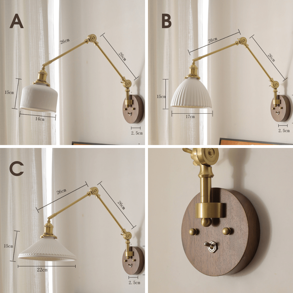 Ceramic Wall Light With Wood Plate - 111WL - Modefinity