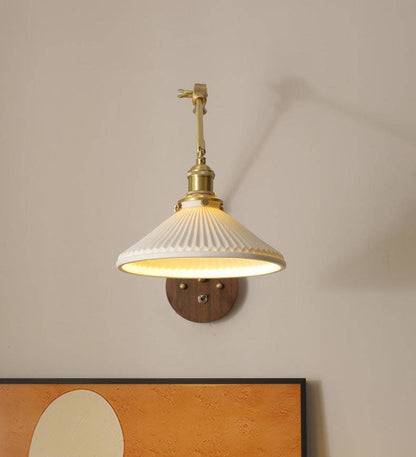 Ceramic Wall Light With Wood Plate - 111WL