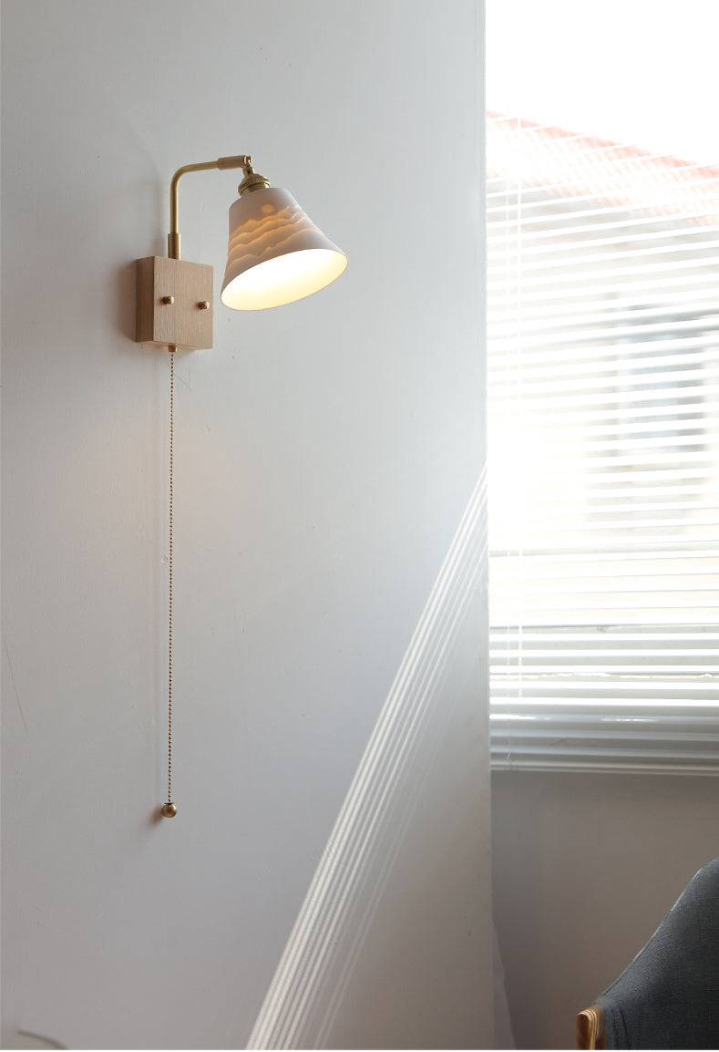 Ceramic Wall Light With Wood Plate - 112WL - Modefinity